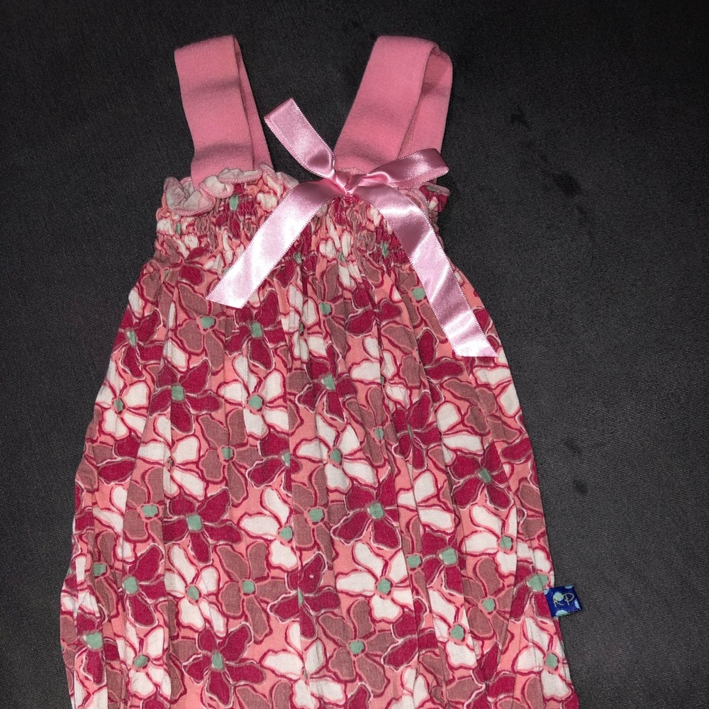 Kickee pants romper with satin bow 6/12 months